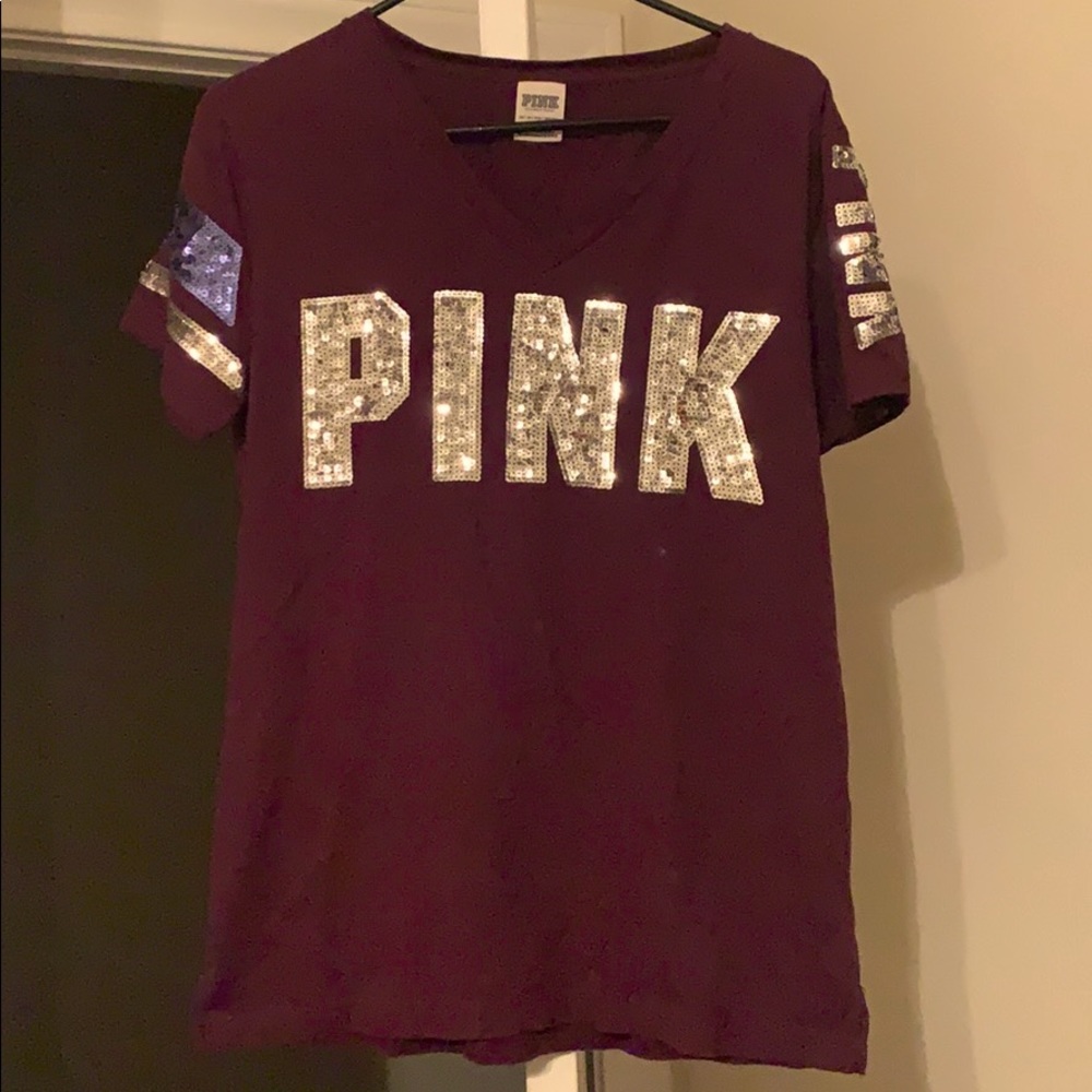 Victoria’s Secret Pink Maroon & Sequin shirt XS